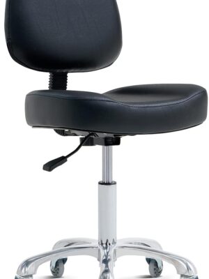 Vanity Rolling Chair Esthetician Shop Stool with Wheels,Ergonomic Lash Armless Office Chair, Desk Chair for Makeup Bedroom Classroom (Black)