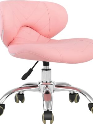 Pedicure Stool Hydraulic Height Adjustable with Back Support for Nail Salon Manicure Tech Pedicure Spa (Pink)