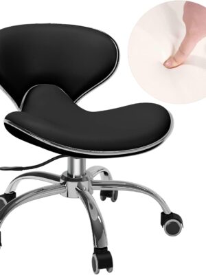 Pedicure Chair for Nail Tech,Adjustable Height, Hourglass Type Ergonomic Back Support Rolling Swivel Stool,Perfect for Massage and Salon Office Facial Spa Medical Tatoo