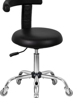 Rolling Stool with Back Support Tattoo Chair for Artist, Adjustable Esthetician Lash Chair for Dental Shop Sewing Nail Tech, Desk Shop Stools with Wheels