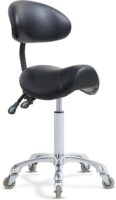 Saddle Stool Rolling Chair with Back Support,Esthetician Tattoo Dental Stool Chair,Lash Chairs for Eyelash Tech Massage Salon(Black,with Backrest)