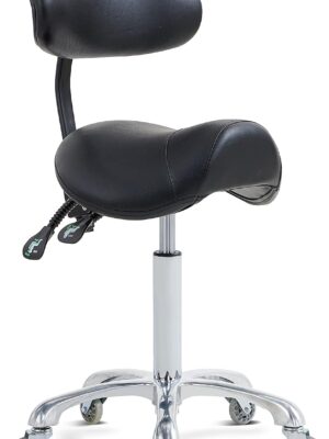 Saddle Stool Rolling Chair with Back Support,Esthetician Tattoo Dental Stool Chair,Lash Chairs for Eyelash Tech Massage Salon(Black,with Backrest)