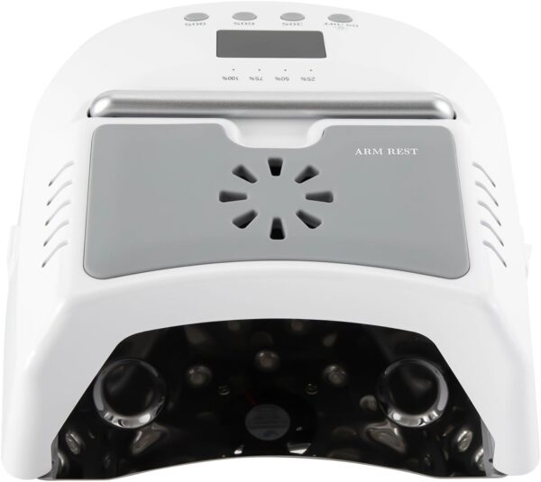 UV LED Nail Lamp Cordless, Professional Rechargeable Nail Dryer with Cooling Fan, 72W 24 Beads Gel Nail Lights with Portable Handle, 3 Timer Smart Sensor LCD Screen Cure Nail Light (White)