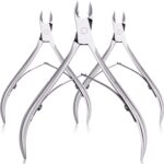 3 Pack Silver Cuticle Trimmer Nippers Cutter Tool Stainless Steel Nail Cuticle Scissors Remover with Pointed Blade Scissors Pedicure Manicure Tool for Fingernails and Toenails Nails Care