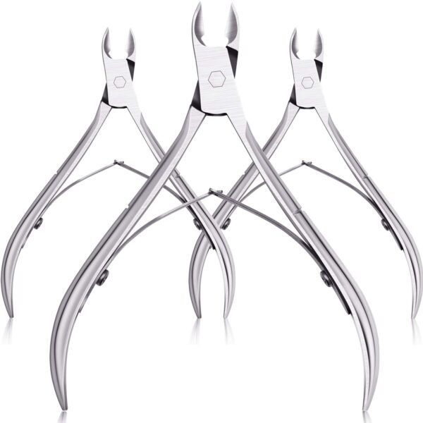 3 Pack Silver Cuticle Trimmer Nippers Cutter Tool Stainless Steel Nail Cuticle Scissors Remover with Pointed Blade Scissors Pedicure Manicure Tool for Fingernails and Toenails Nails Care