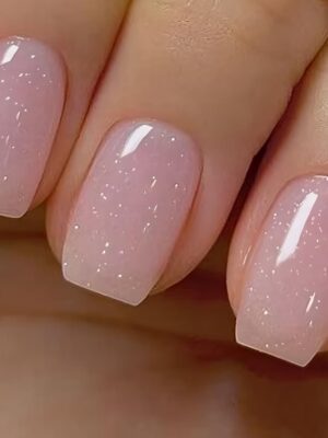 Gel Polish 15ml Sheer Glitter Pink Gel Polish Jelly Creamy Pink Translucent Gel Nail Polish Neutral Spring Color Soak off LED UV Gel Nail Art Manicure Design Salon at Home