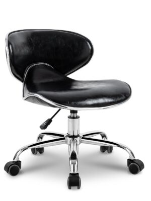 Pedicure Stools for Nail Tech, Salon Spa Stool Back Support Short Height Adjustable Hydraulic Swivel Chair, Perfect for Massage/Tattoo/Esthetician/Shop/Medical, Black