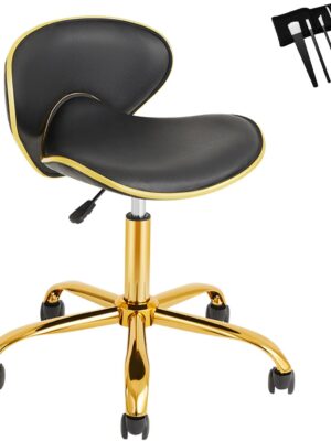 Adjustable Nail Tech Chair Rolling Stool with Backrest, Salon, Lash, Nail Tech and Hair Stylist, Massage Tattoo Facial Stool with Wheels - Black