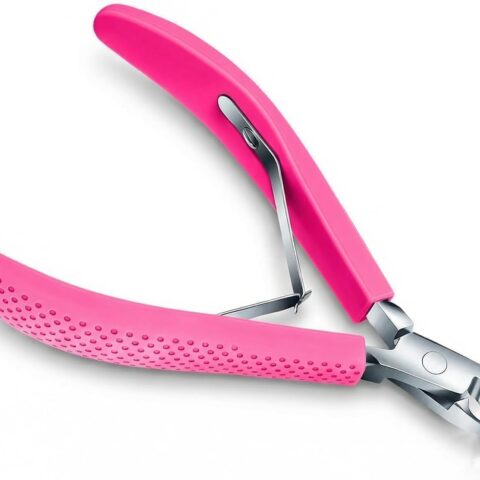 Fine Edge Cuticle Trimmer & Nippers, Scissors, Nail Clippers Non-slip Silicone Handle Carbon Steel Nail Tools for Precise Removal, Durable Washable Cuticle Cutter & Remover (Rose-Color 1PC)