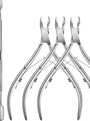 6 Packs Cuticle Trimmer with Pusher - Professional Stainless Steel Cuticle Nippers Cutter Clippers and Cuticle Remover Manicure Tools for Fingernails Toenails (silver)