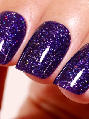 Glitter Gel Polish, 0.5 Fl Oz Deep Purple Iridescent Glitter Gel Nail Polish Sparkle Shimmer Autumn Winter Rainbow Soak off LED UV for Art Manicure