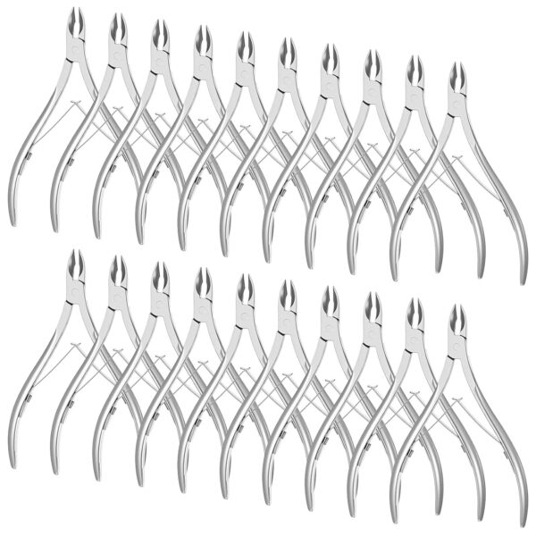 20 Pack Cuticle Trimmer Stainless Steel Cuticle Nippers Pointed Blade Nail Cuticle Cutter Dead Skin Remover Pedicure Manicure Tools Double Spring for Fingernails Toenails (Silver)