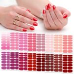 16 Sheets Nail Polish Stickers Full Nail Wraps Stick on Nail Polish Strips Self Adhesive Gel Nail Strips Fingernails Sticker Nails for Women with 1pc Nail File (Stylish Style)