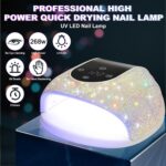 UV Nail Lamp, 268W Professional UV Light for Gel Nails with 66 LED Beads, Touch Control Display & Auto Sensor LED Nail Lamp with 3 Timer Modes for Home Salon Nail Tools (Silver Diamond)