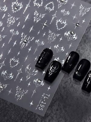 Star Nail Art Stickers Decals, Silvery Star Nail Stickers for Nail Art, 5D Embossed Nail Decals Silvery Manicure Supply for Women Nails Decoration
