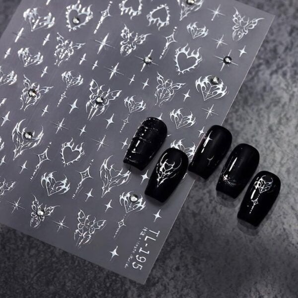 Star Nail Art Stickers Decals, Silvery Star Nail Stickers for Nail Art, 5D Embossed Nail Decals Silvery Manicure Supply for Women Nails Decoration