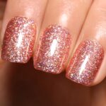 Glitter Rose Gold Gel Nail Polish, 1 Pcs 16ml Sparkly Rose Gold Soak Off UV/LED Gel Polish Manicure Salon DIY at Home