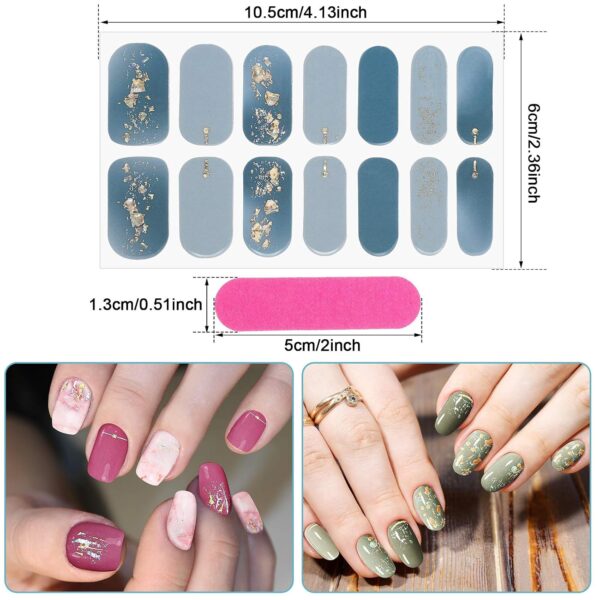 140 Pcs 10 Sheets Glitter Full Wrap Nail Stickers for Women UV Free Short Polish Strips with 2 Pcs Nail Files Gradient Stickers Self Adhesive Easy DIY Manicure Decals Strips for Holiday Decor