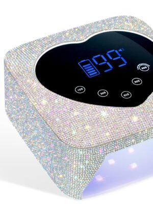 UV LED Nail Lamp 72W Rechargeable Sparkly Wireless Nail Dryer Gel Polish Light with 5 Timer Setting & Handheld UV Light, Mini Nail Light for Gel Nails Polish, 3W Portable LED Nail Lam