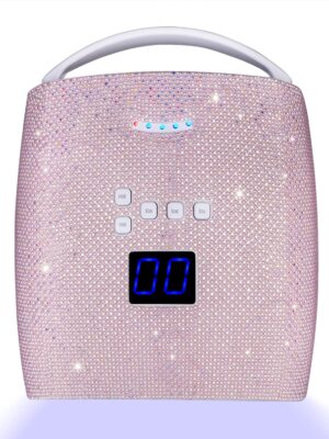 48W Cordless UV LED Nail Lamp,Rechargeable Gel Nail Dryer with Handle Nail Art Manicure Tools for Home and Salon (Pearl Pink Diamond)